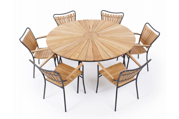 Billede af Samsø 150 cm Sæt med 6 stole - Grå