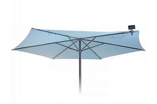 Solar LED-lyskæde til parasol, Varm hvid