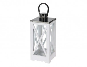 Lanterne, Hvid m/metal-top,...