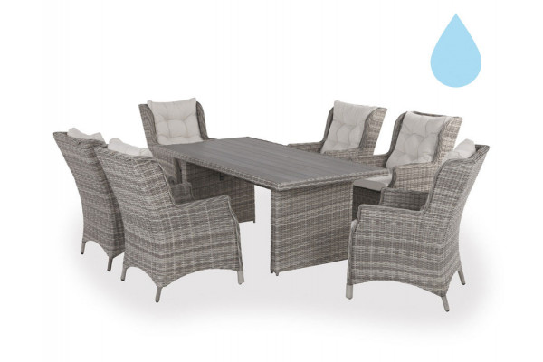 Køb Rio Lys Grå Havemøbelsæt m/6 loungestole – 94×210 cm