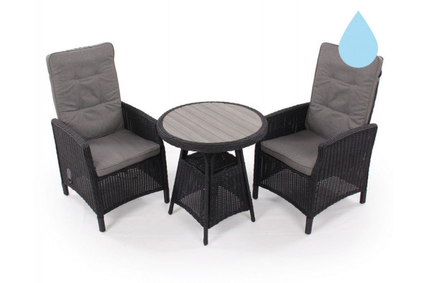 Køb Rio Sort Cafesæt m/2 pos stole – Ø 70 cm