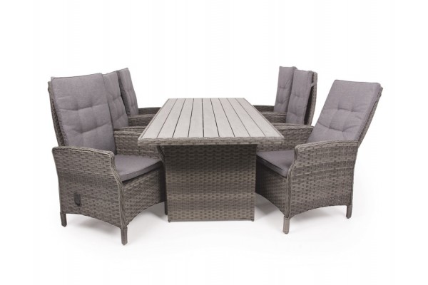 Køb Rio Grå Havemøbelsæt m/6 pos stole – 94×210 cm