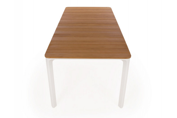 Ronja Havebord - 90x200 cm - Hvid/teak