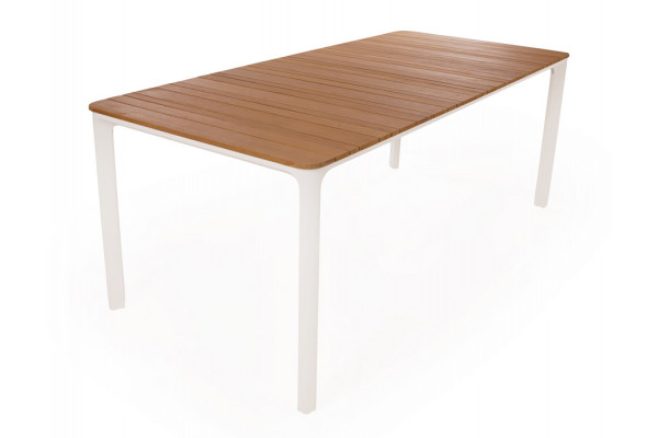 Ronja Havebord - 90x200 cm - Hvid/teak