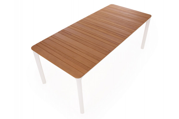 Ronja Havebord - 90x200 cm - Hvid/teak