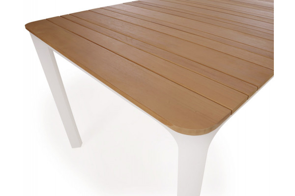 Ronja Havebord - 90x200 cm - Hvid/teak