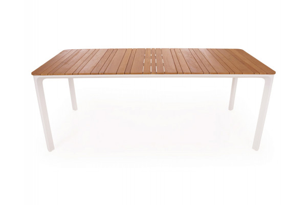 Ronja Havebord - 90x200 cm - Hvid/teak