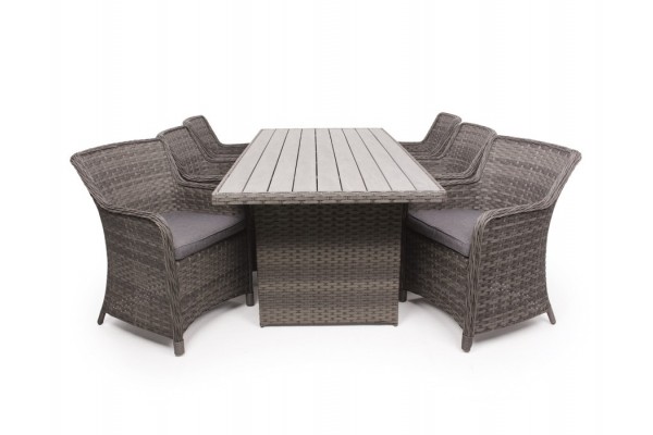 Rio Grå Havemøbelsæt m/6 spisestole - 94x210 cm