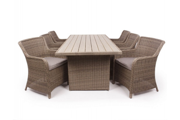 Rio Dusty Havemøbelsæt m/6 spisestole - 94x210 cm