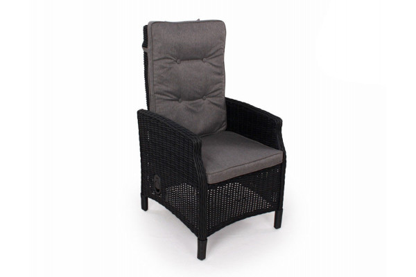 Rio Sort Havemøbelsæt m/4 pos stole - Ø 130 cm