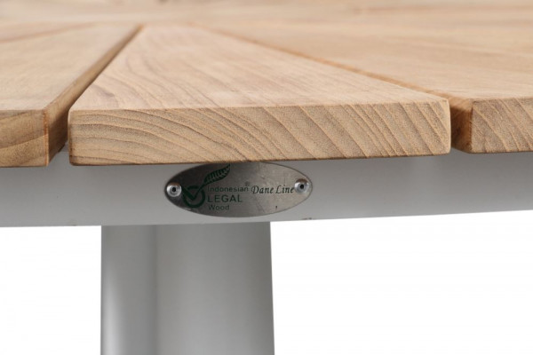 DaneLine Eva Teak Havebord - Ø130 cm - Hvid