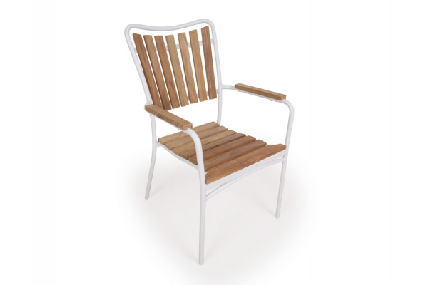 DaneLine Eva Teak Cafésæt - Ø70 cm - Hvid