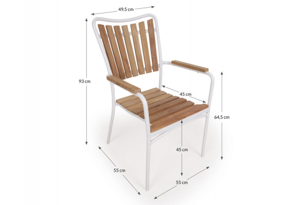 DaneLine Eva Teak Cafésæt - Ø70 cm - Hvid