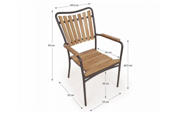 DaneLine Eva Teak Cafésæt - Ø70 cm - Grå