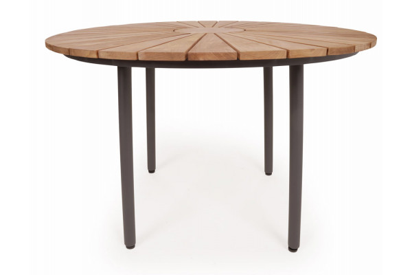 DaneLine Eva Teak Havebord - Ø110 cm - Grå