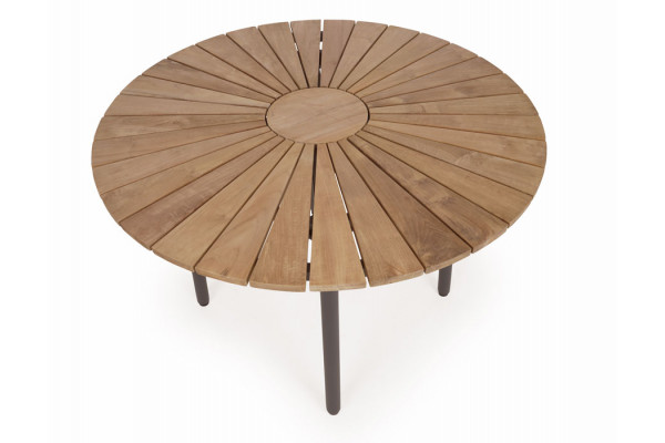 DaneLine Eva Teak Havebord - Ø110 cm - Grå