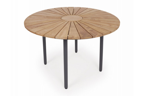 DaneLine Eva Teak Havebord - Ø110 cm - Grå