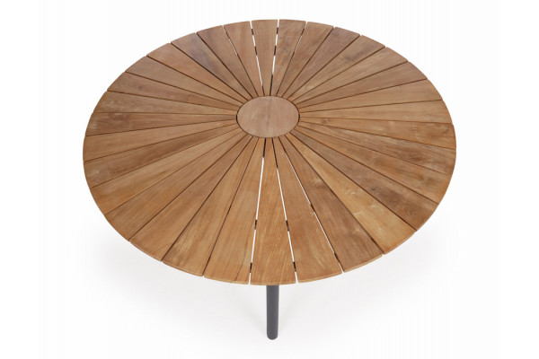 DaneLine Eva Teak Havebord - Ø150 cm - Grå