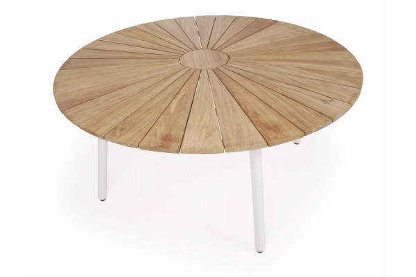 DaneLine Eva Teak Havebord - Ø150 cm - Hvid