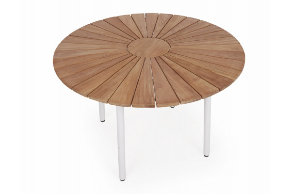 DaneLine Eva Teak Havebord - Ø110 cm - Hvid