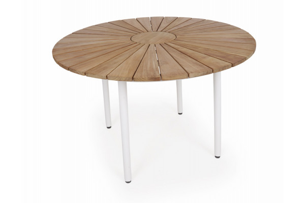 DaneLine Eva Teak Havebord - Ø110 cm - Hvid