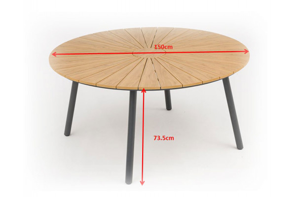 DaneLine Adam Havebord - Ø150 cm - Grå