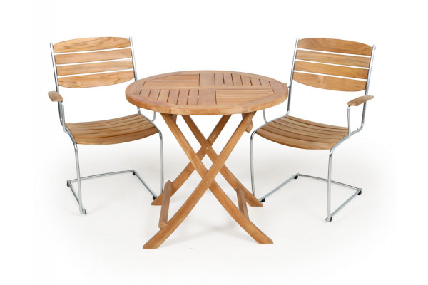 Prag Spring Teak Cafésæt - Ø:80cm