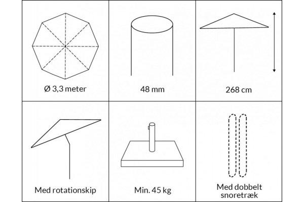 Sanne Olefin markedsparasol Ø 3,3 meter - Taupe