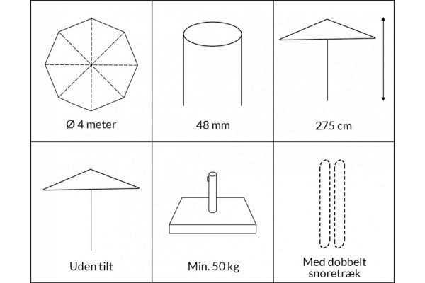 Sanne Olefin Markedsparasol Ø 4 Meter - Taupe