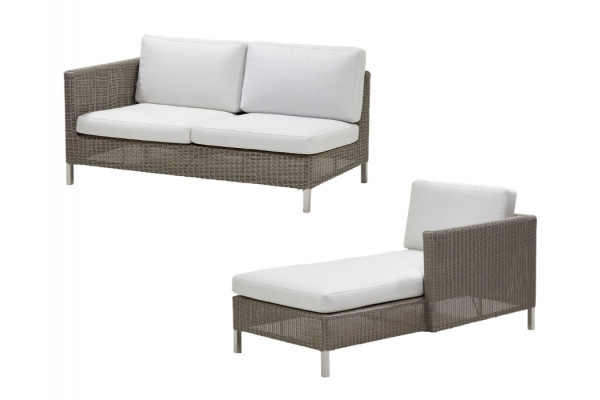 Cane-line Connect Loungesæt m/chaiselounge - Taupe/Hvid