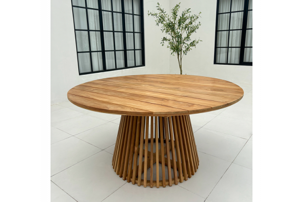 Luna Tonka Teak havemøbelsæt m/4 stole - Ø150 cm