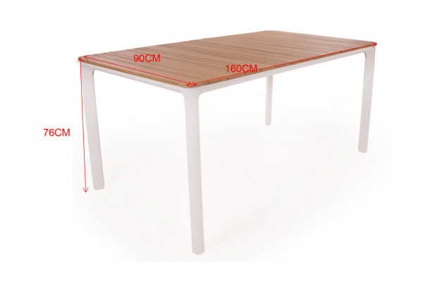 Ronja Havebord - 90x160 cm - Hvid/teak