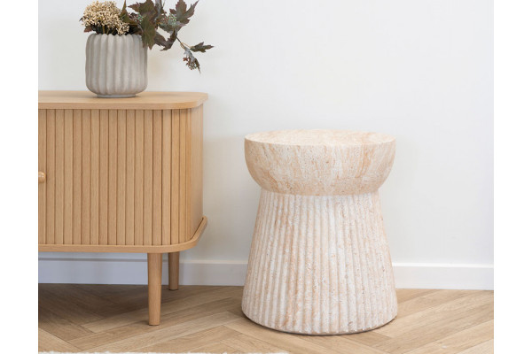 Bolette Sidebord m/riller - Ø37 x 43 cm - Natur