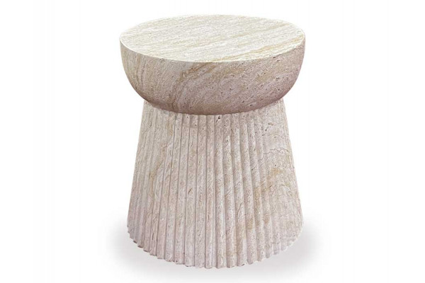 Bolette Sidebord m/riller - Ø37 x 43 cm - Natur