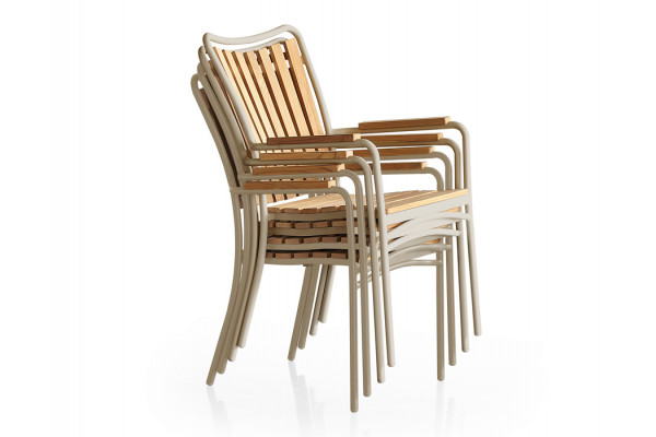 DaneLine Eva Teak Havemøbelsæt - Ø130 cm - Latte