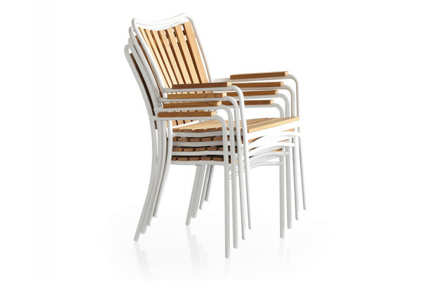 DaneLine Eva Teak Stabelstol - Hvid