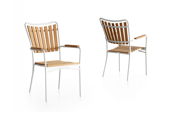 DaneLine Eva Teak Havemøbelsæt - Ø110 cm - Hvid