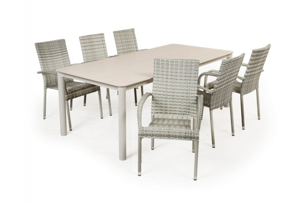 Karen Geneve Havemøbelsæt - 99,5x210 cm - Lys grå