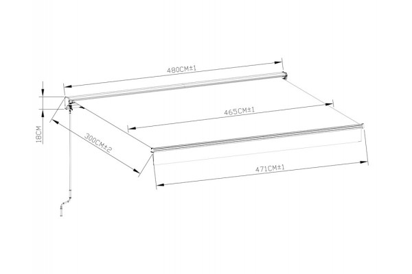 Pil Markise - Semikassette m/Motor - 4,8 x 3 m...