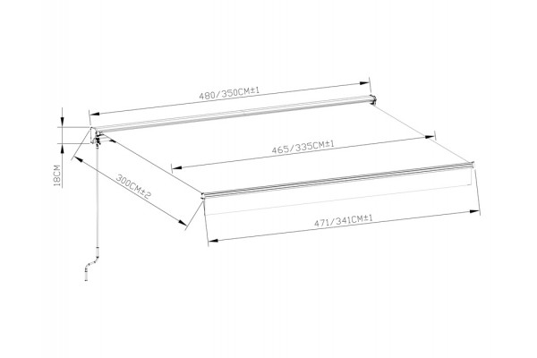 Pil Markise - Semikassette m/Motor - 4,8 x 3 m...