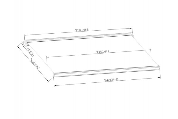 Bøg Markise - m/motor & LED-lys - 3,5 x 3 m -...