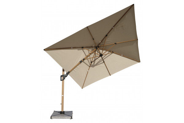 Helge Hængeparasol - 3x3 m - Trælook/Sand