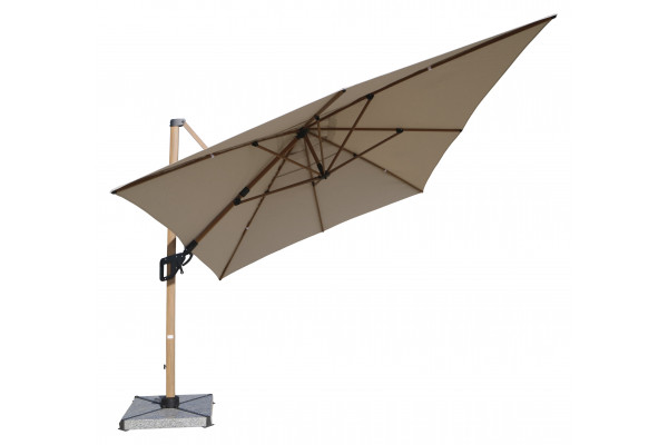 Helge Hængeparasol - 3x4 m - Trælook/Sand