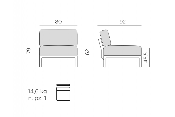 Nardi Maximo Mellemmodul - Antracit