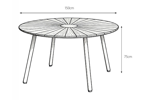 DaneLine Eva Teak Havebord - Ø150 cm - Latte