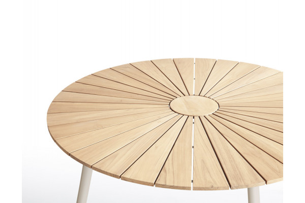 DaneLine Eva Teak Havebord - Ø110 cm - Latte