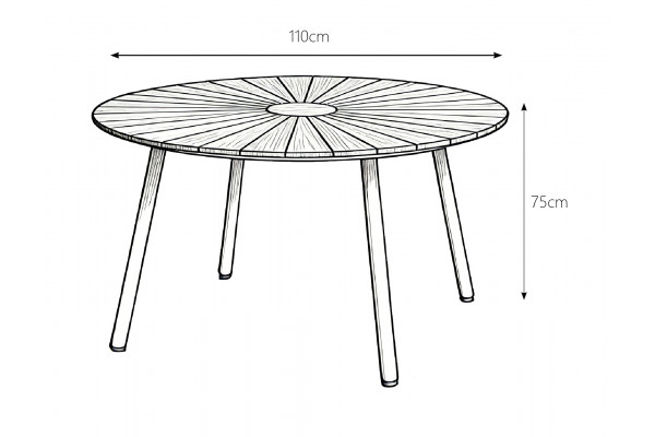 DaneLine Eva Teak Havebord - Ø110 cm - Latte