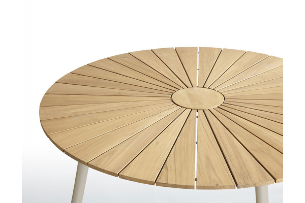 DaneLine Eva Teak Havebord - Ø130 cm - Latte