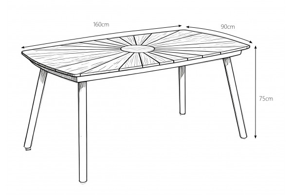 DaneLine Eva Teak Ovalt Havebord - 90x160 cm - Grå