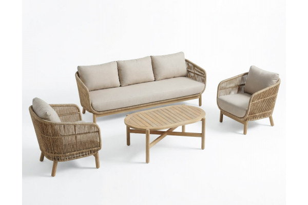 Helena 3 pers. Sofasæt m/Ovalt sofabord 110x66 cm